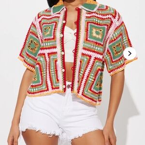 Fashion Nova Multicolor Crochet Crop Top